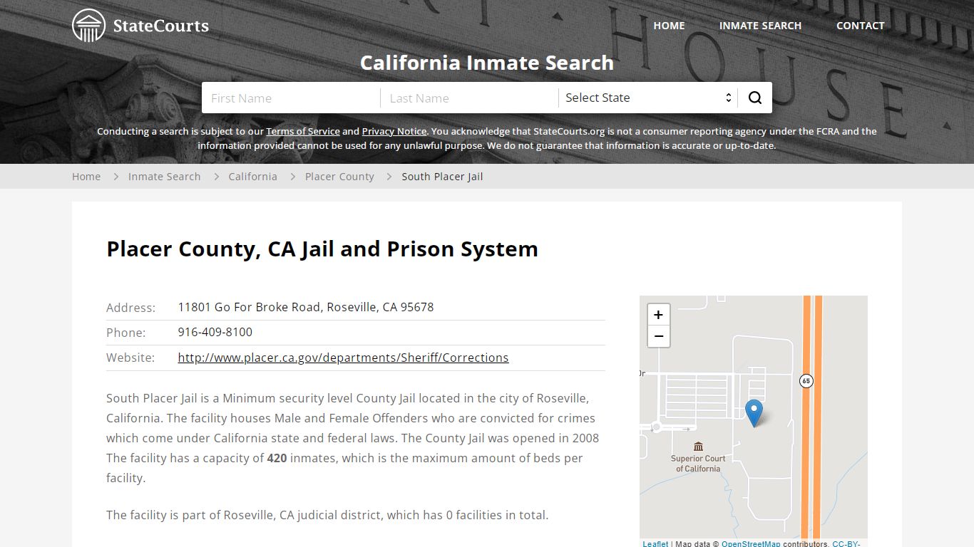 South Placer Jail Inmate Records Search, California ...